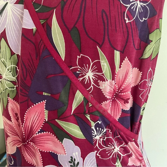 LAST CALL Tommy Bahama Silk Dress Size Large Maxi Length Flowers Tropical - Picture 9 of 11